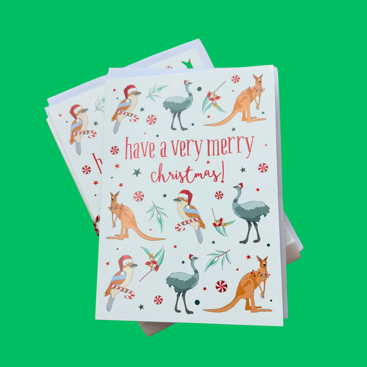 CANDLEBARK CREATIONS - "Aussie Christmas Friends" Australiana - 8 Pack of Cards