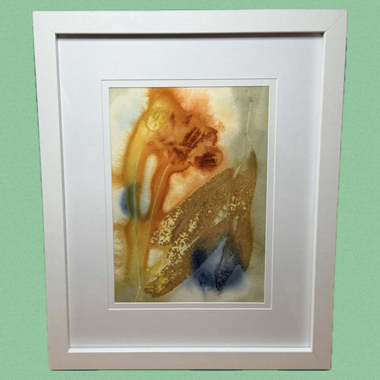 WILD BRASS- "FLOWERS LEAVES AND BERRIES"- BOTANICAL ECO DYED PAPER FRAMED ARTWORK