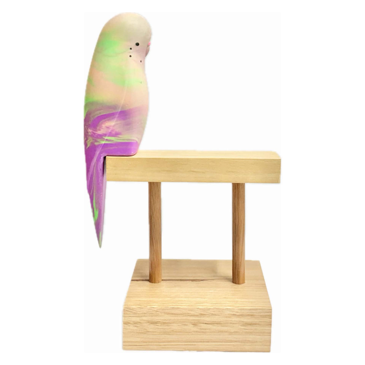 PETE CROMER - RESIN BUDGERIGAR #14 BUBBLEGUM COLOURFUL SWIRL