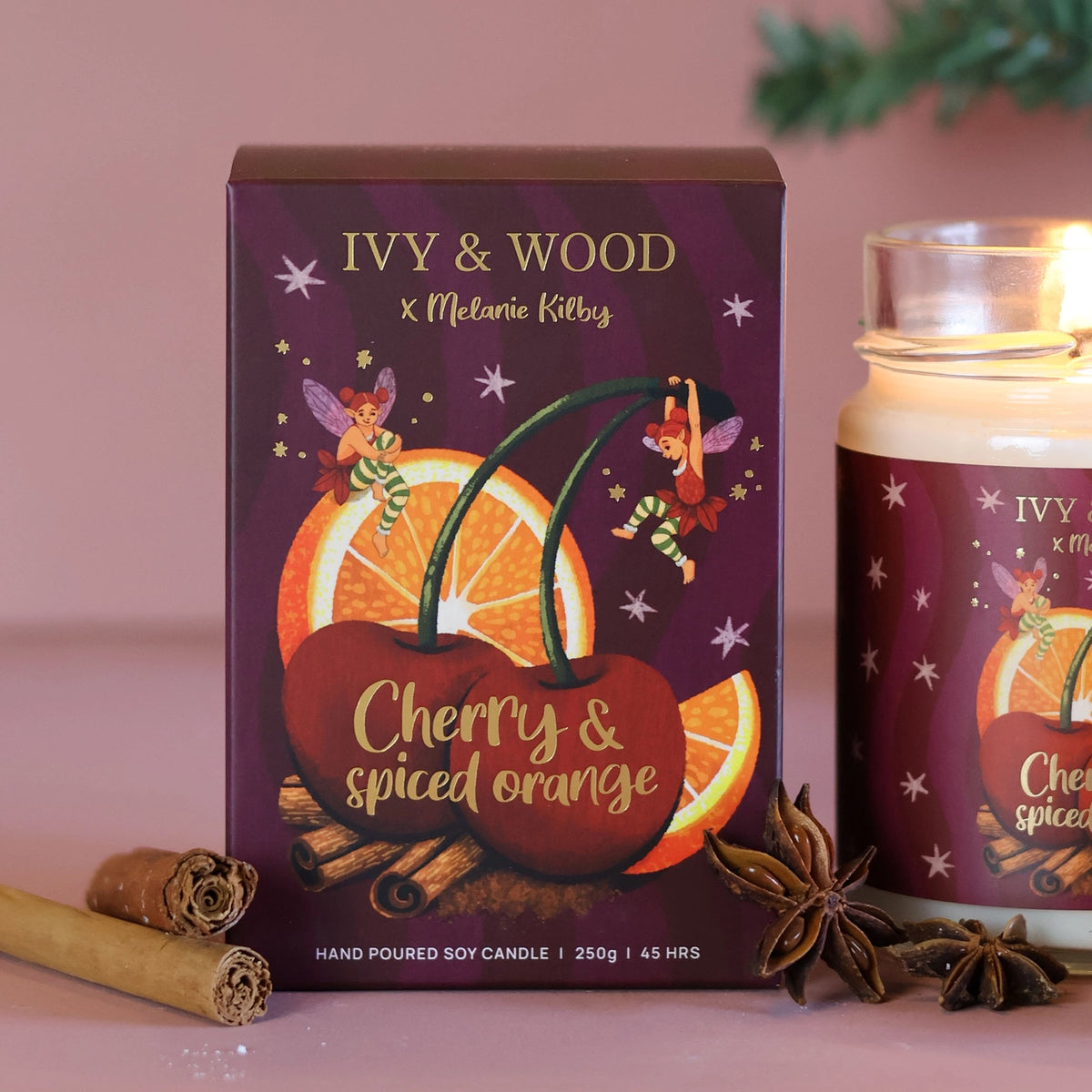 IVY & WOOD - "Cherry & Spiced Orange"-Limited Edition Christmas Candle