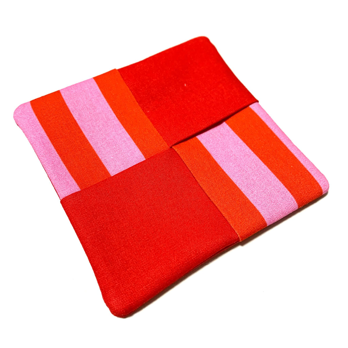 MUMMA WHOOPEE- SINGLE CHRISTMAS WINE GLASS SLIPPER/COASTERS- Candy Stripes and Red
