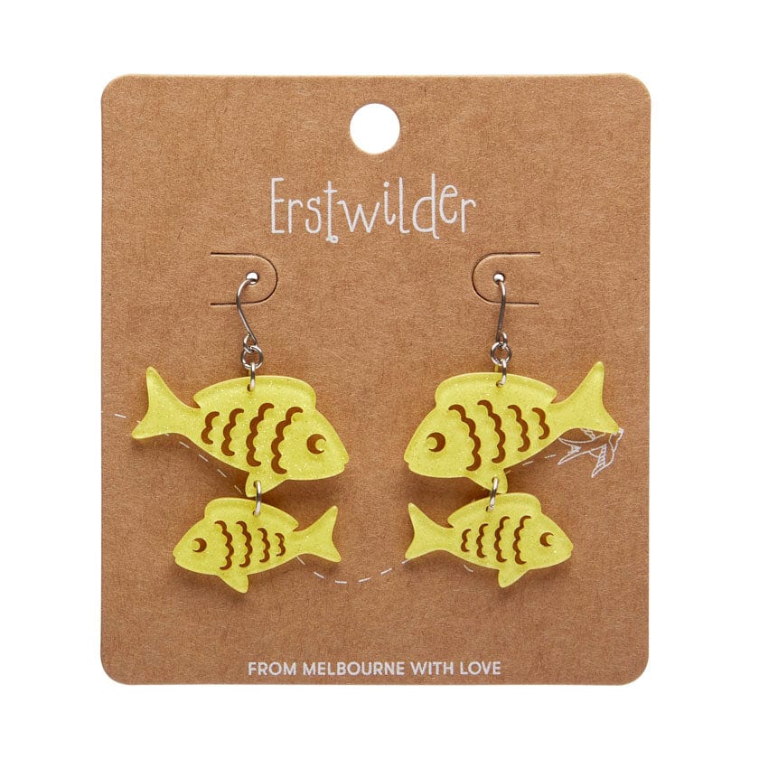 ERSTWILDER - "Fish Friends" Drop Earrings Yellow - GREAT BARRIER REEF COLLECTION