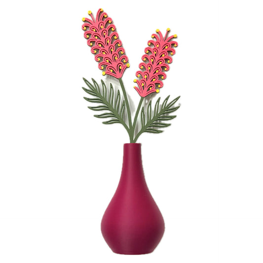 DWAYNSKI.3D - GREVILLIA BLOOMS - MAGNETIC BUD VASE WITH PRINTED FLOWER STEM