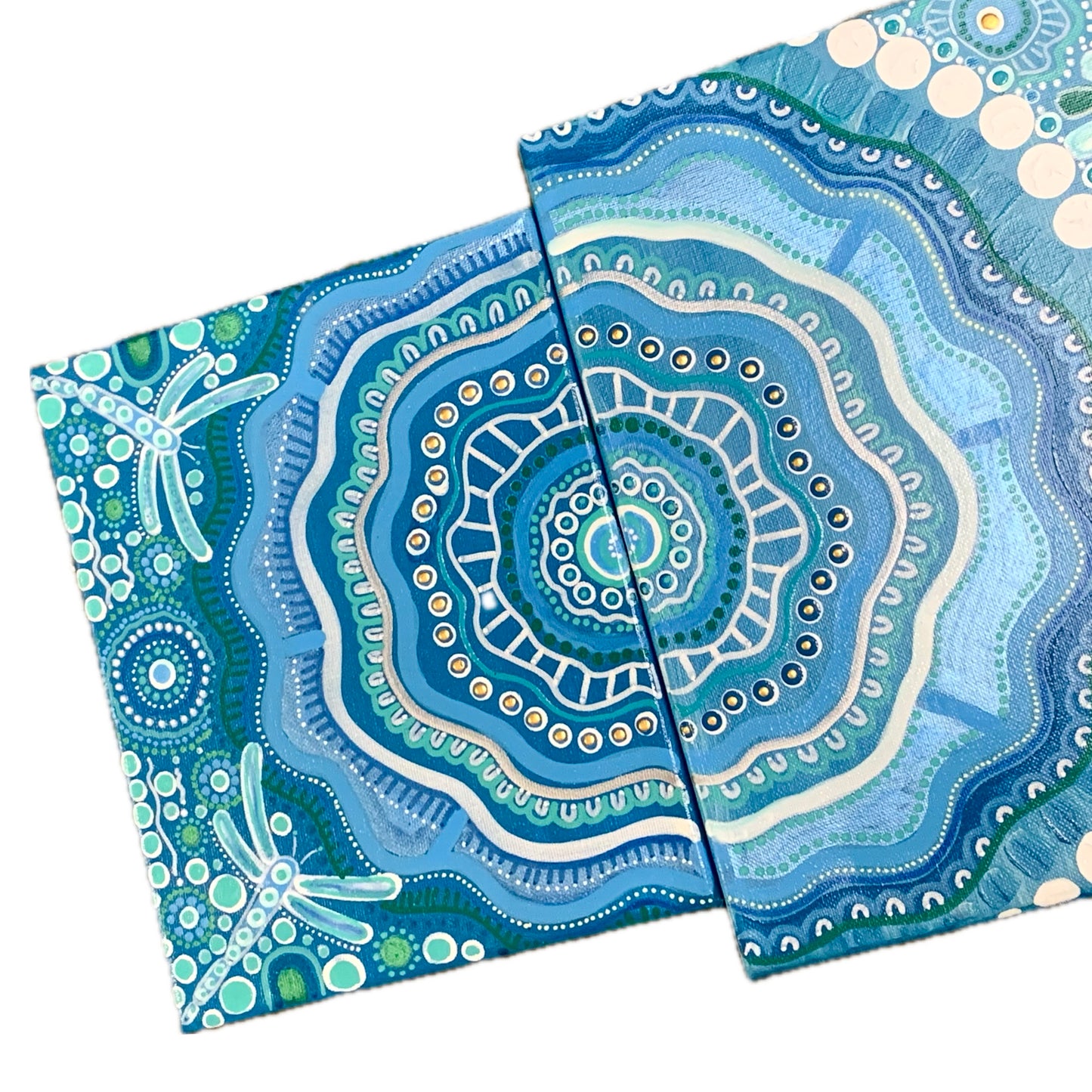 ART BY GAYLEE - Two Canvas Pair- Original Painting #2-Blue