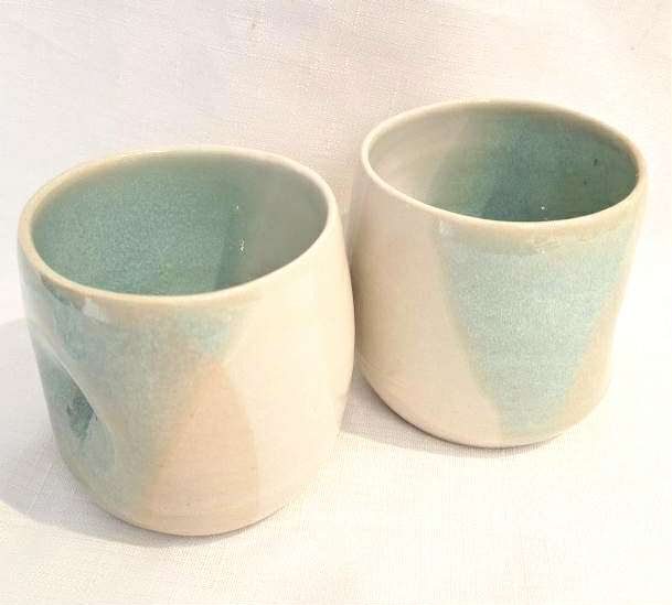 EARTH BY HAND- Hug Mugs- Seafoam Blue Glaze