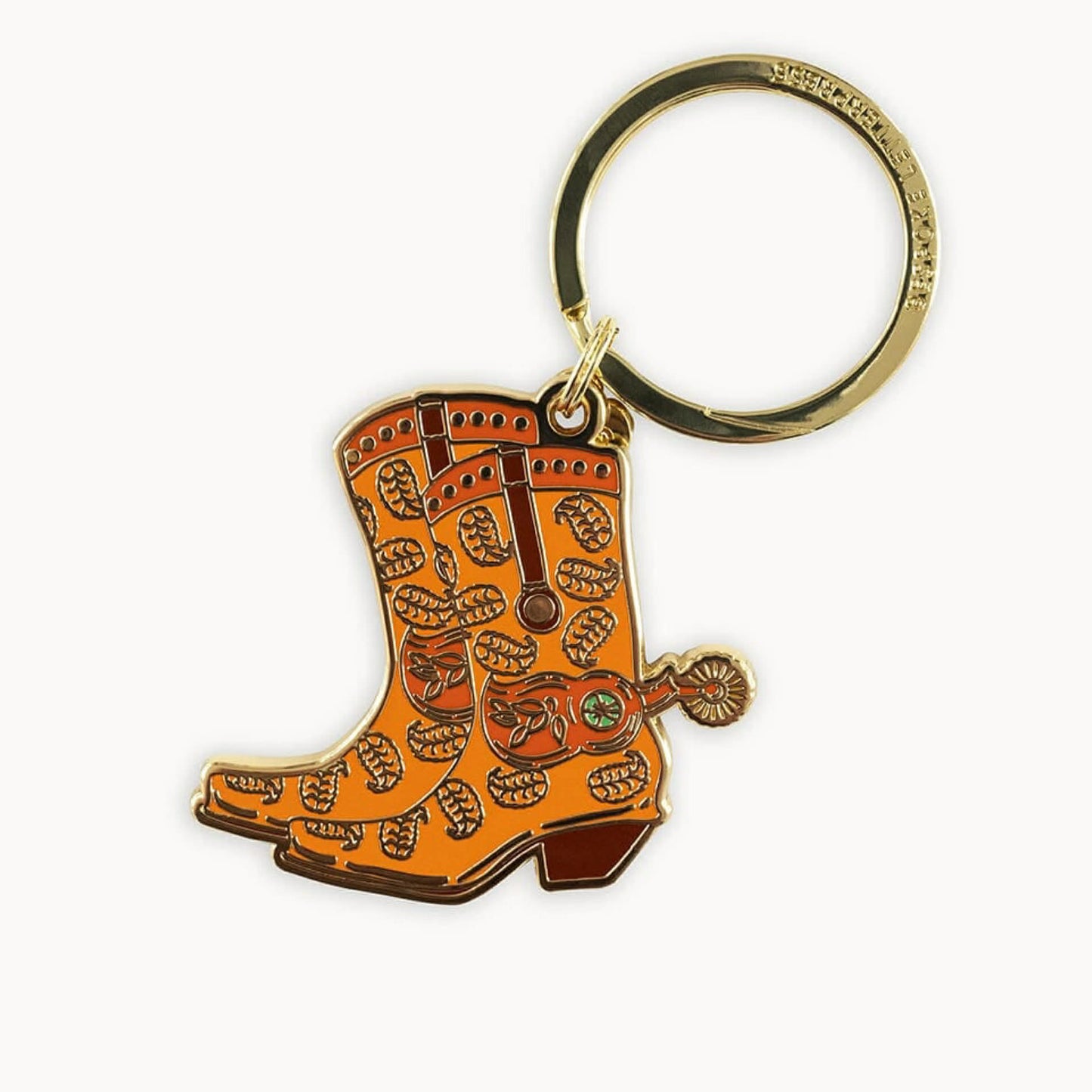 BESPOKE LETTERPRESS - Cowgirl Boots - Enamel Key Ring