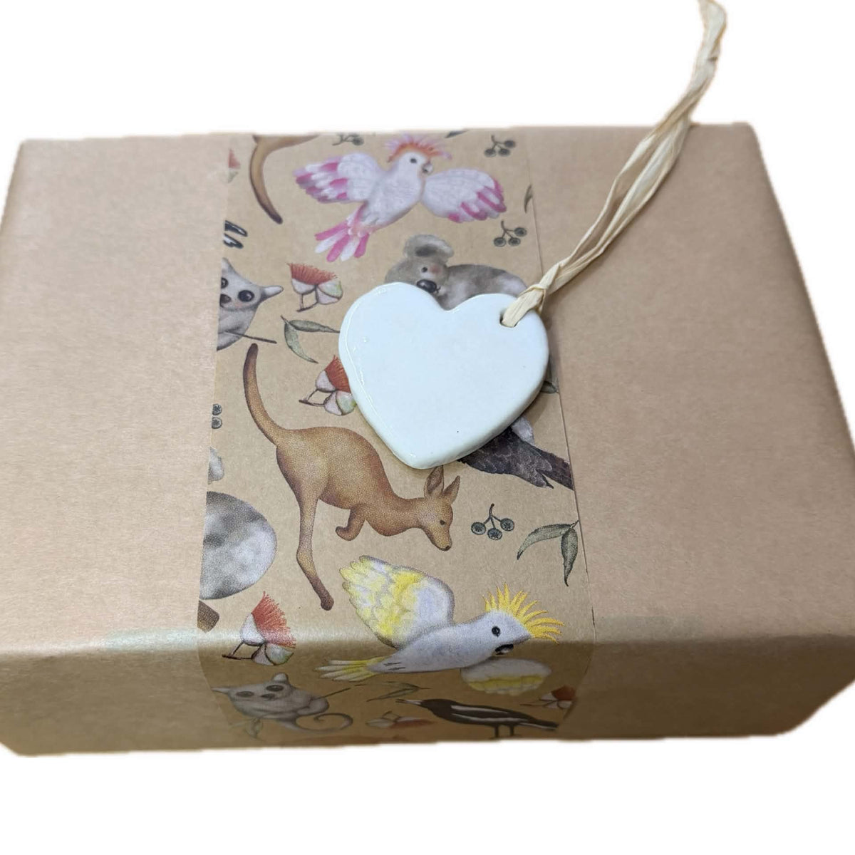 EARTH BY HAND- Clay Heart Gift Tag Decorations- White Glaze