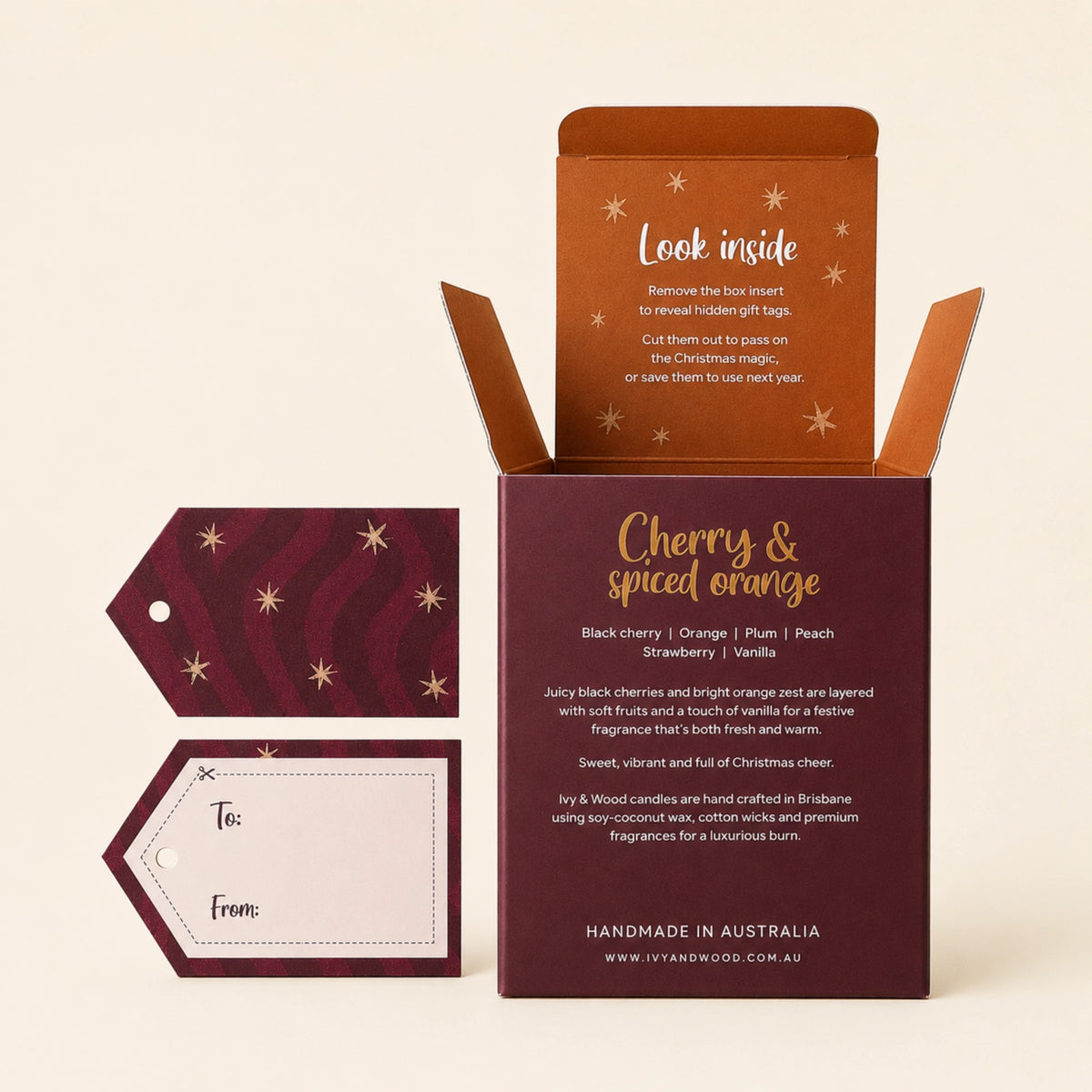 IVY & WOOD - "Cherry & Spiced Orange"-Limited Edition Christmas Candle