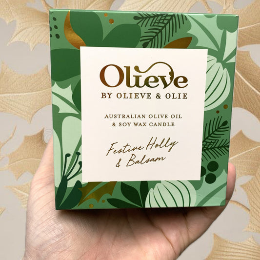 OLIEVE AND OLIE- Festive Holly & Balsam- Christmas Candle- Green