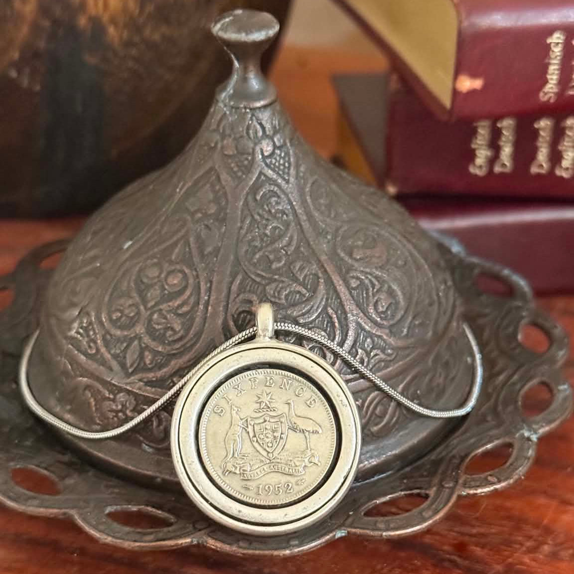 MOLLY MADE- Vintage 1952 Australian Sixpence Pendant Necklace