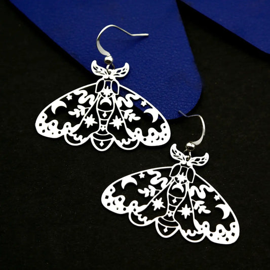 MAKIN' WHOOPEE - "Moonlit Moth" Stainless Steel Earrings
