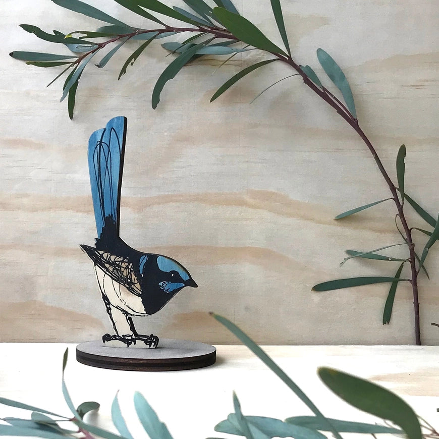 BRIDGET FARMER PRINTMAKER- Standing Superb Fairy Wren