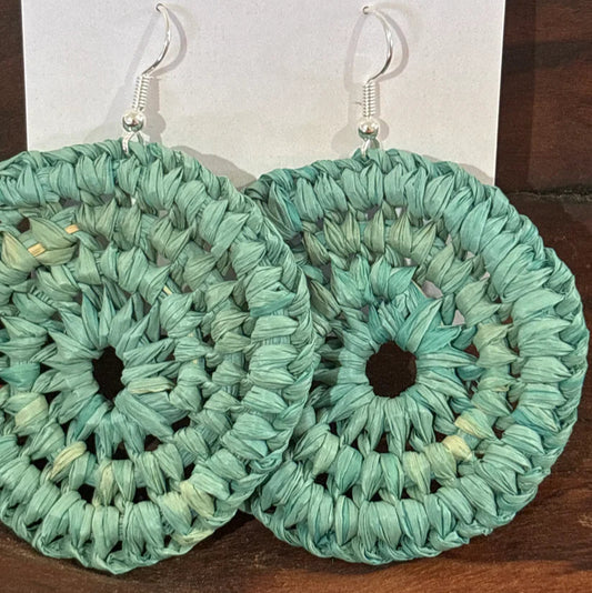 WEAVED BY ME - Indigenous Woven Earrings-Biggies - Aqua