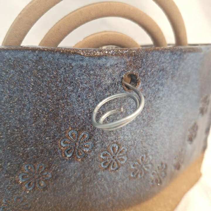 EARTH BY HAND- Mosquito Coil Holders- Blue with Embossed Flowers