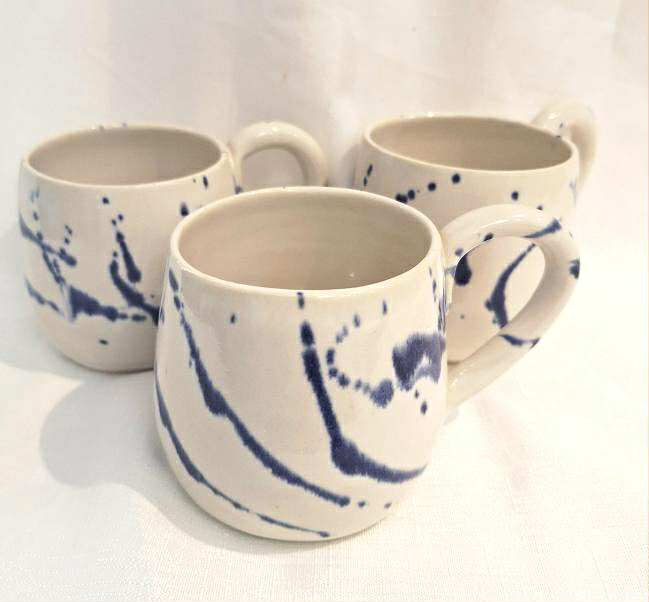 EARTH BY HAND- Hand Painted Blue Splash Mugs