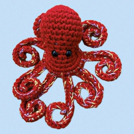 BEAKNITS- CROCHETED OCTOPUS - Red dappled