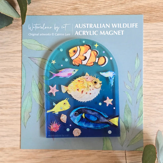 WATERCOLOURS BY CAT- Reef Fishes- Australian Marine Animal Art Magnet