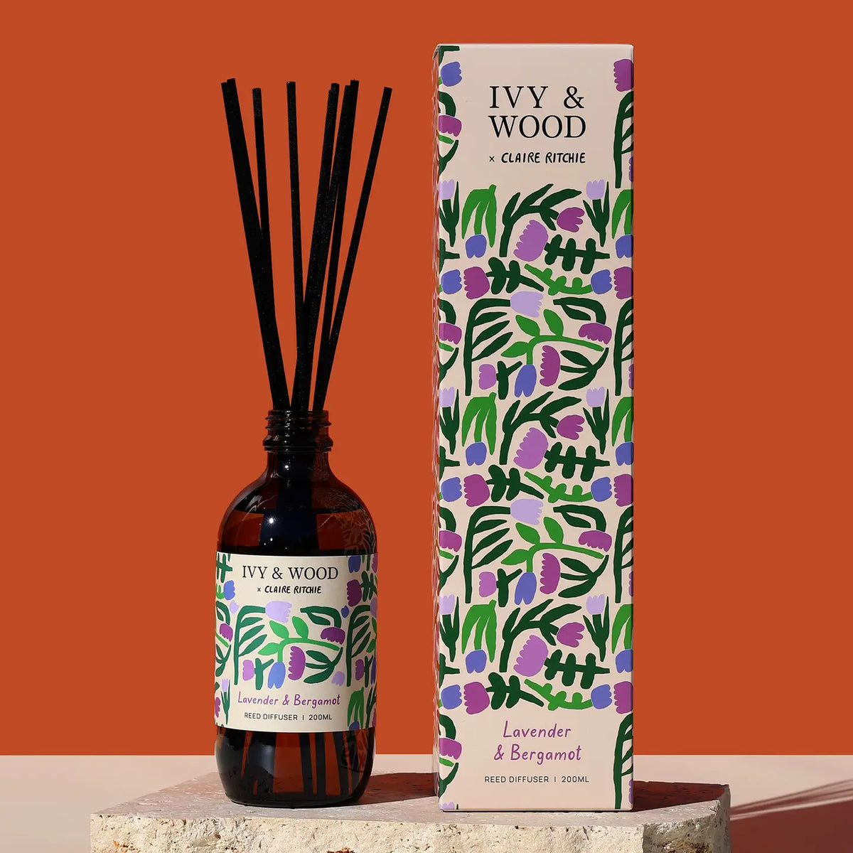 IVY & WOOD - Lavender & Bergamot Reed Diffuser - Bloom X Claire Ritche Limited Edition