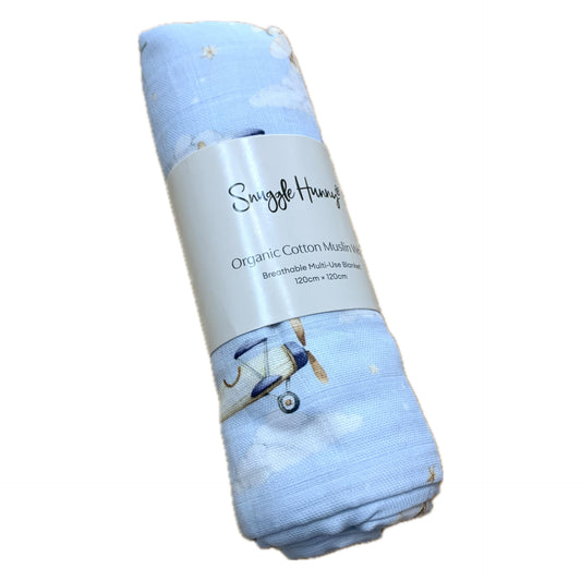 SNUGGLE HUNNY Taking Flight Organic Muslin Wrap
