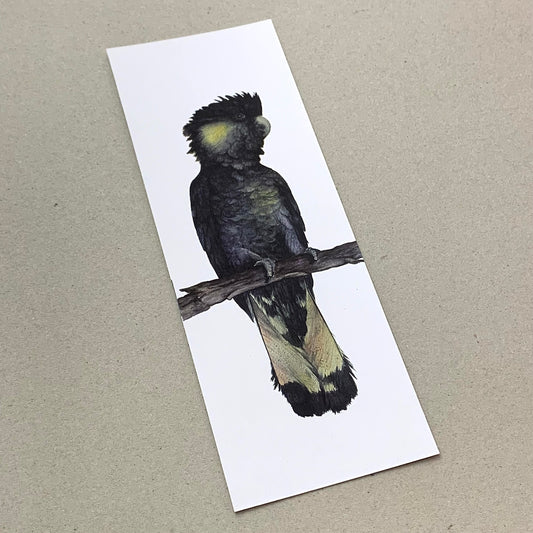 Shanna Trees Creations- "Yellow Tailed Black Cockatoo" Bookmark- White Paper