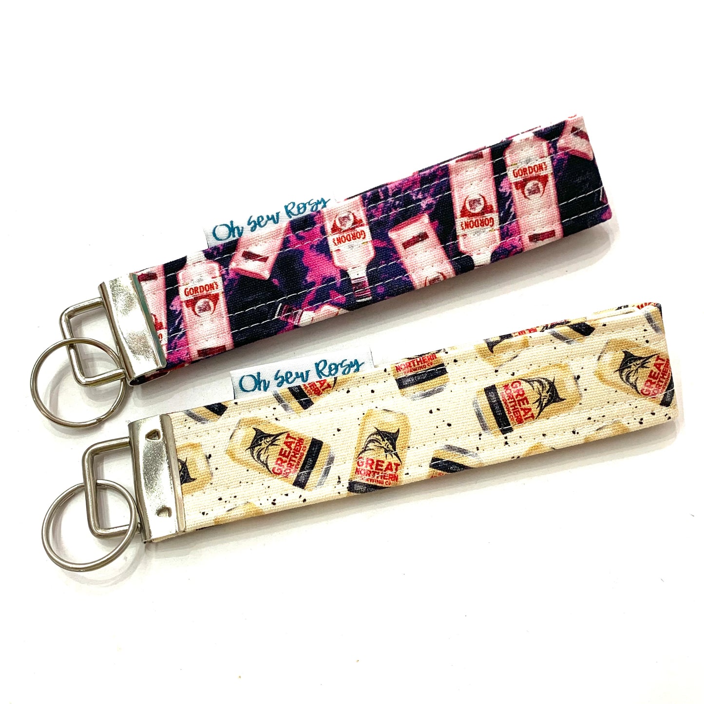 OH SEW ROSY: KEY FOBS/WRISTLET- GORDON'S PINK GIN