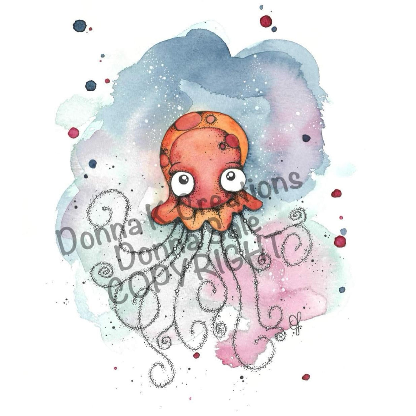 DONNA K CREATIONS- A4 ART PRINTS- Little Jellyfish