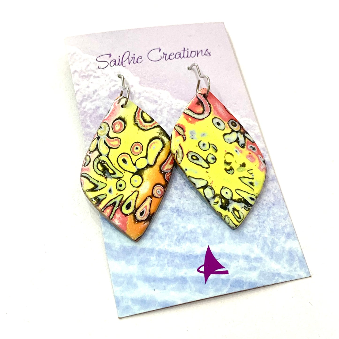 Sailvie Creations - Lava Diamond Hook Dangle Earrings