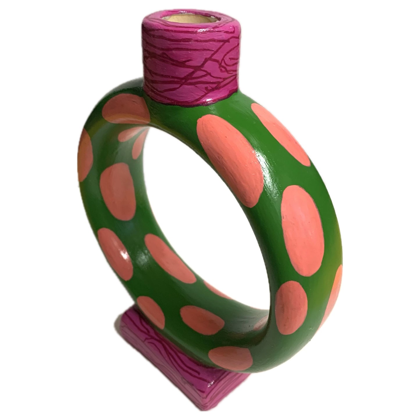 MAKIN' WHOOPEE - Ring Candle Holder- Green, Magenta & Peach Mushie- Candle Included