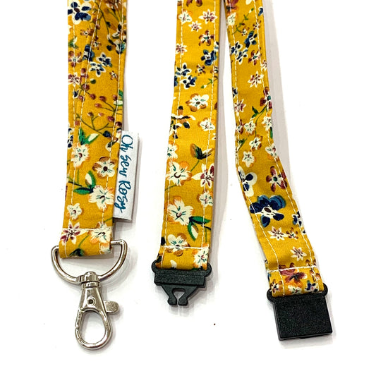 OH SEW ROSY: FABRIC LANYARD - Mustard Floral