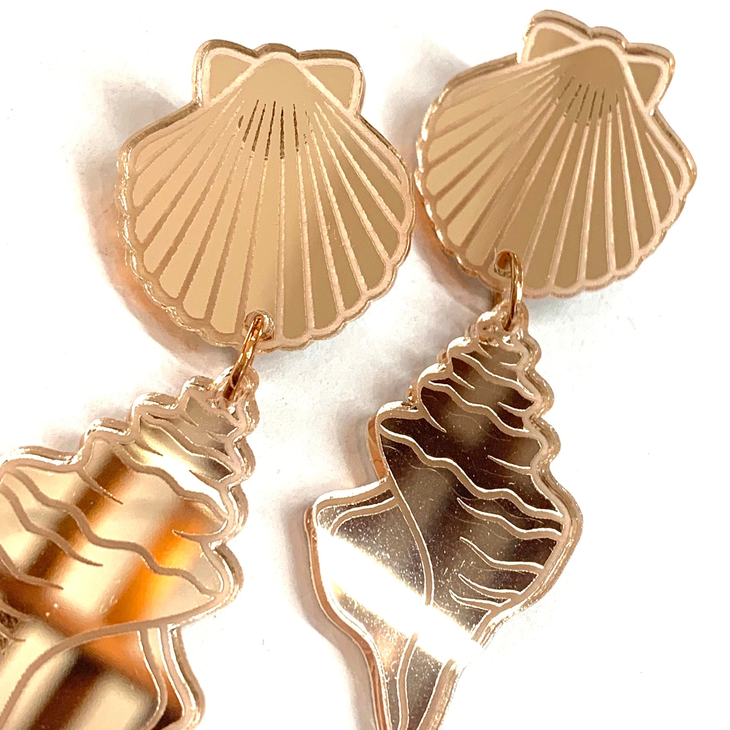 MAKIN' WHOOPEE - Mirror Rose Gold Seashells- Ocean Collection Stud Dangles