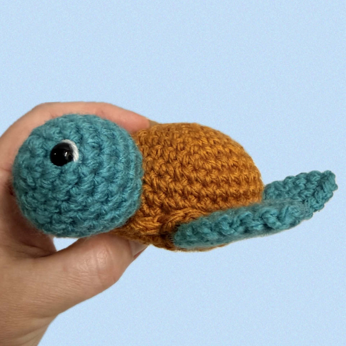 BEAKNITS-Crocheted Turtle - Rust Shell (sage)
