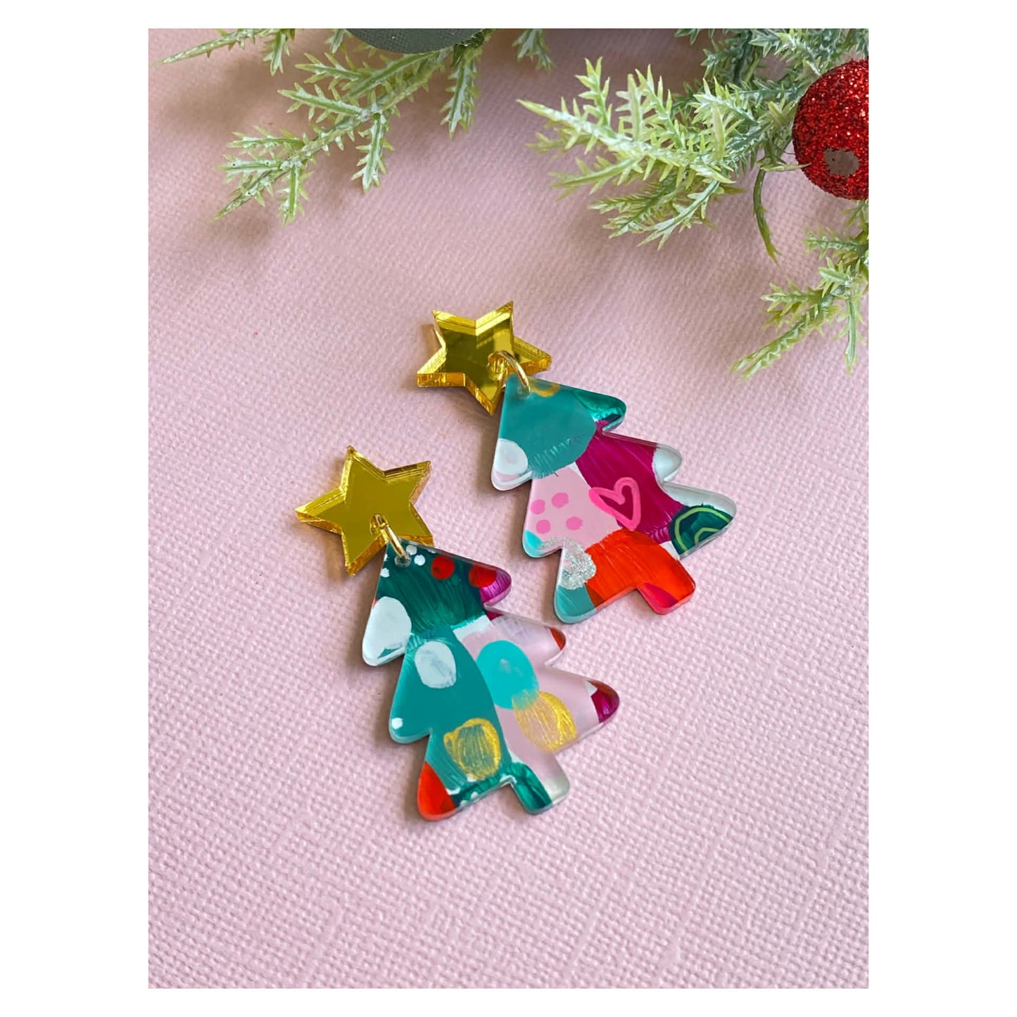 DAISY AND BUNNY - HANDPAINTED CHRISTMAS TREES - GOLD STAR