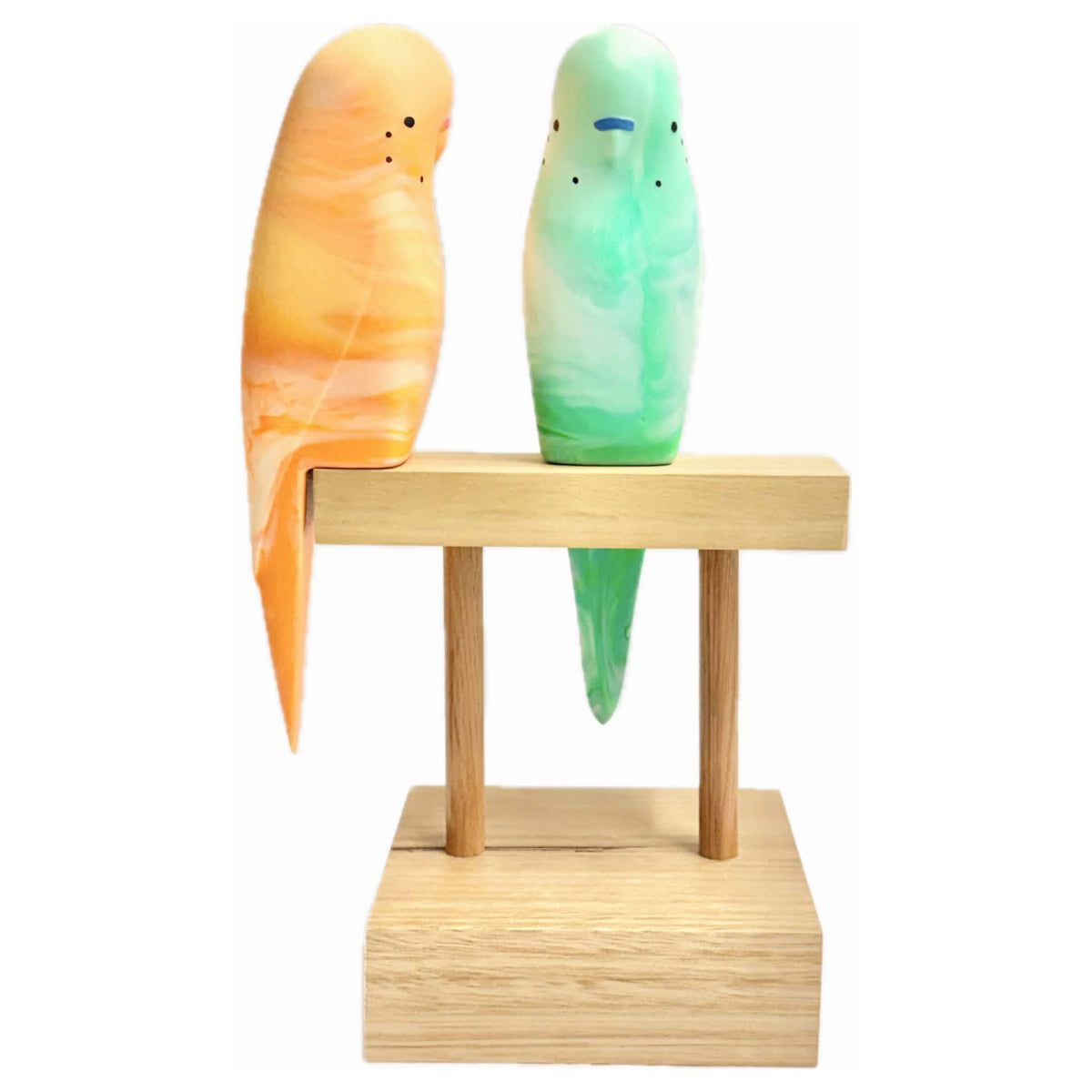 PETE CROMER - RESIN BUDGERIGAR #3- Just Peachy Swirl