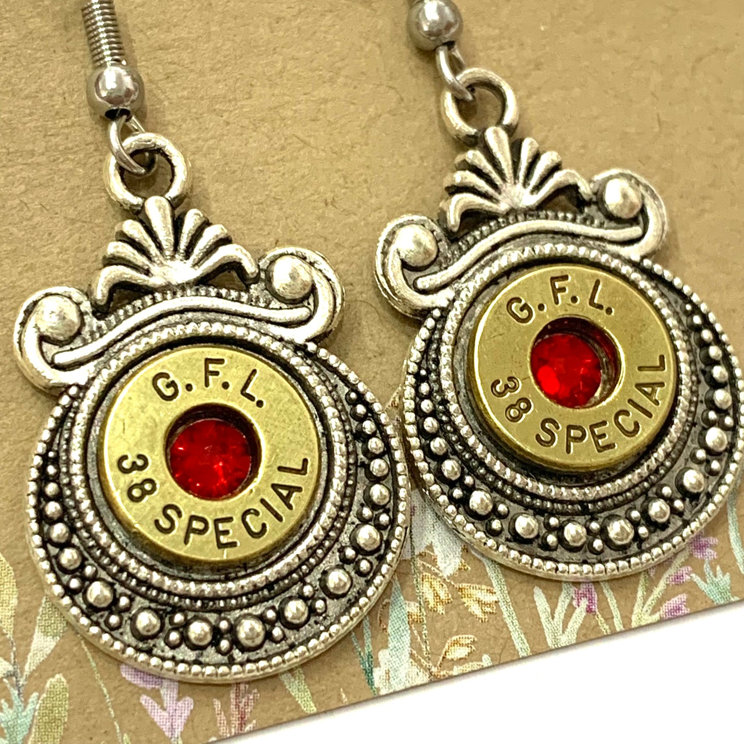 WILD BRASS- Aztec Drops- Red Swarovski Crystal