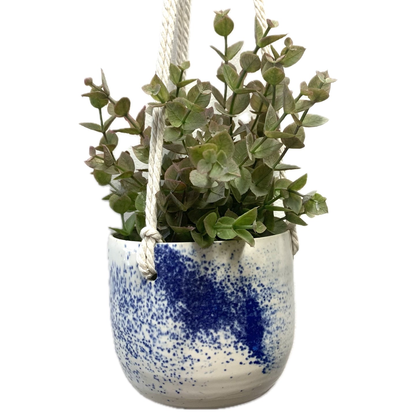 EARTH BY HAND- Blue & White Hanging Planter- #2