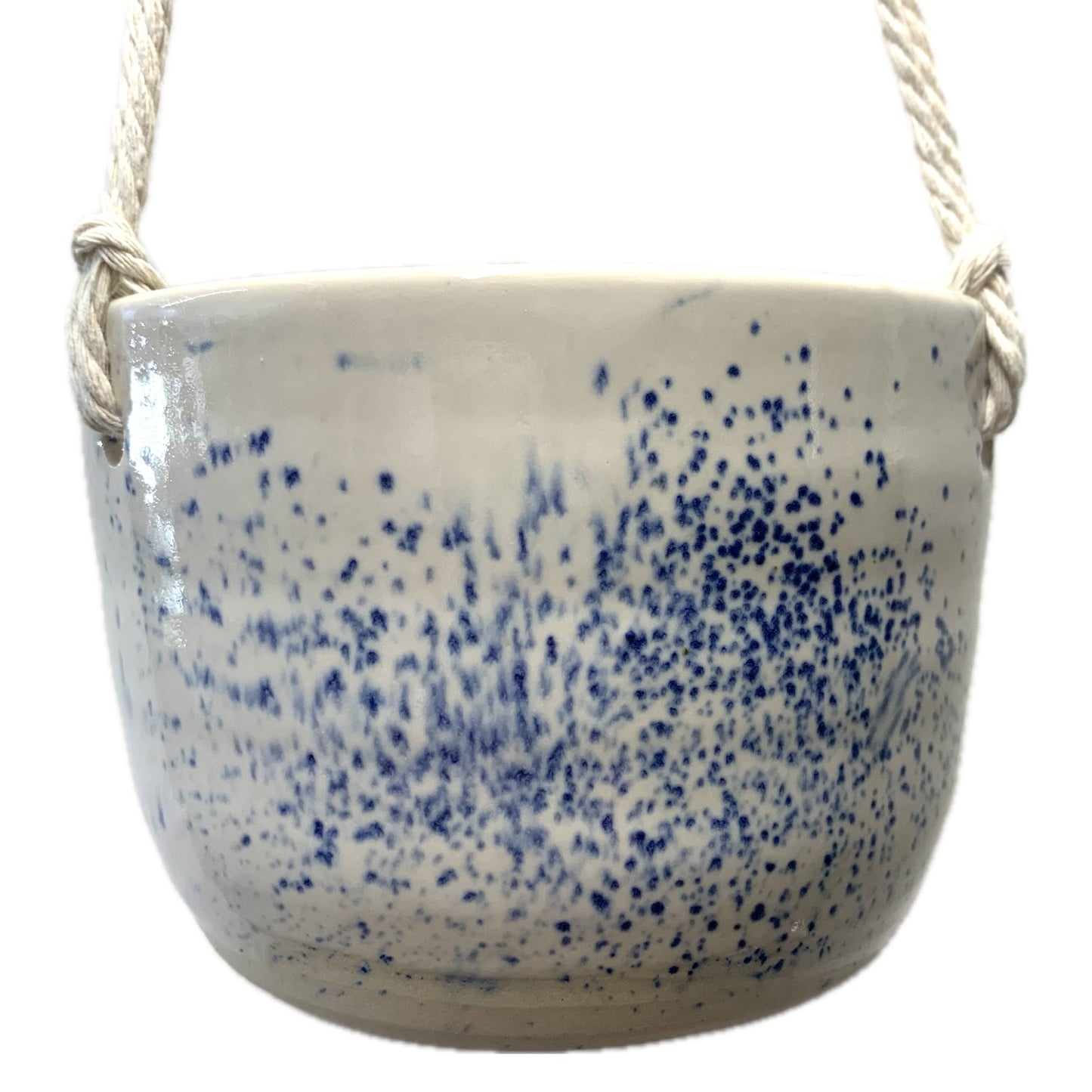 EARTH BY HAND- Blue & White Hanging Planter- #1