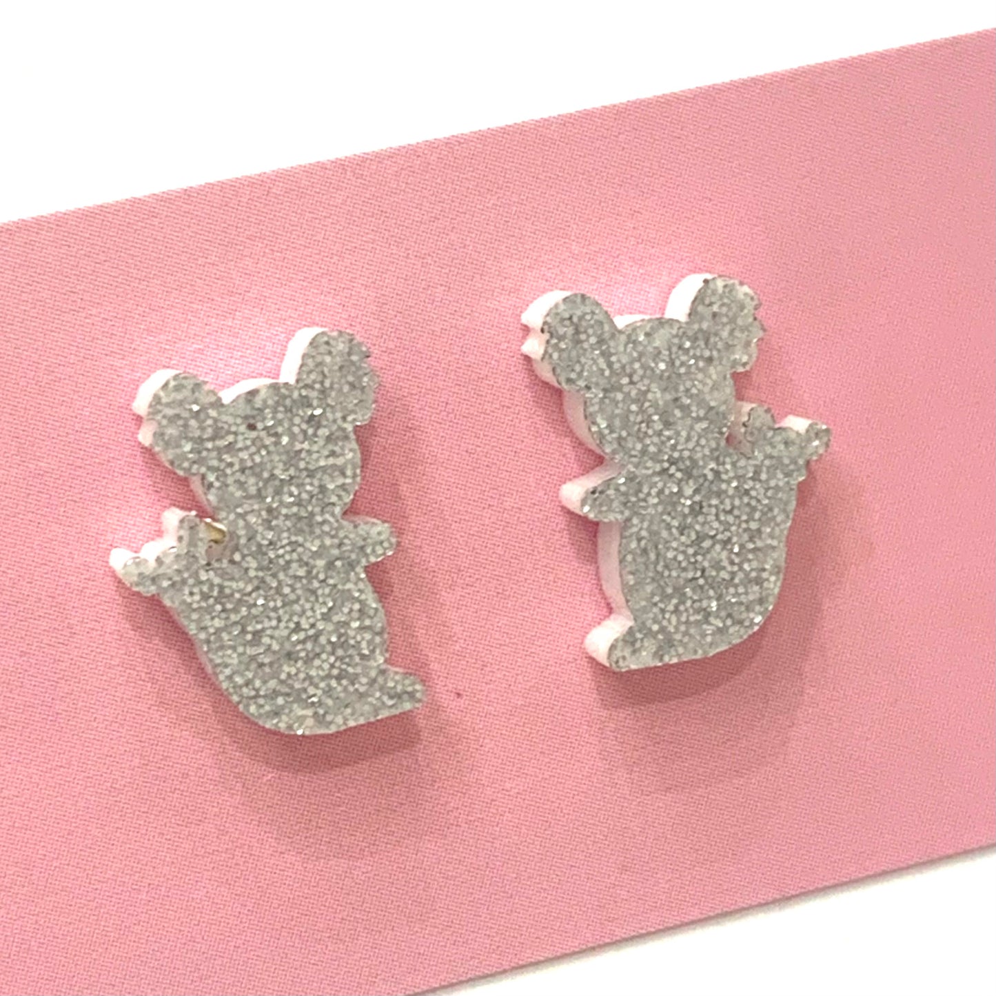 MAKIN' WHOOPEE - Little Aussies- "Koala" Stud Earrings - Silver Glitter