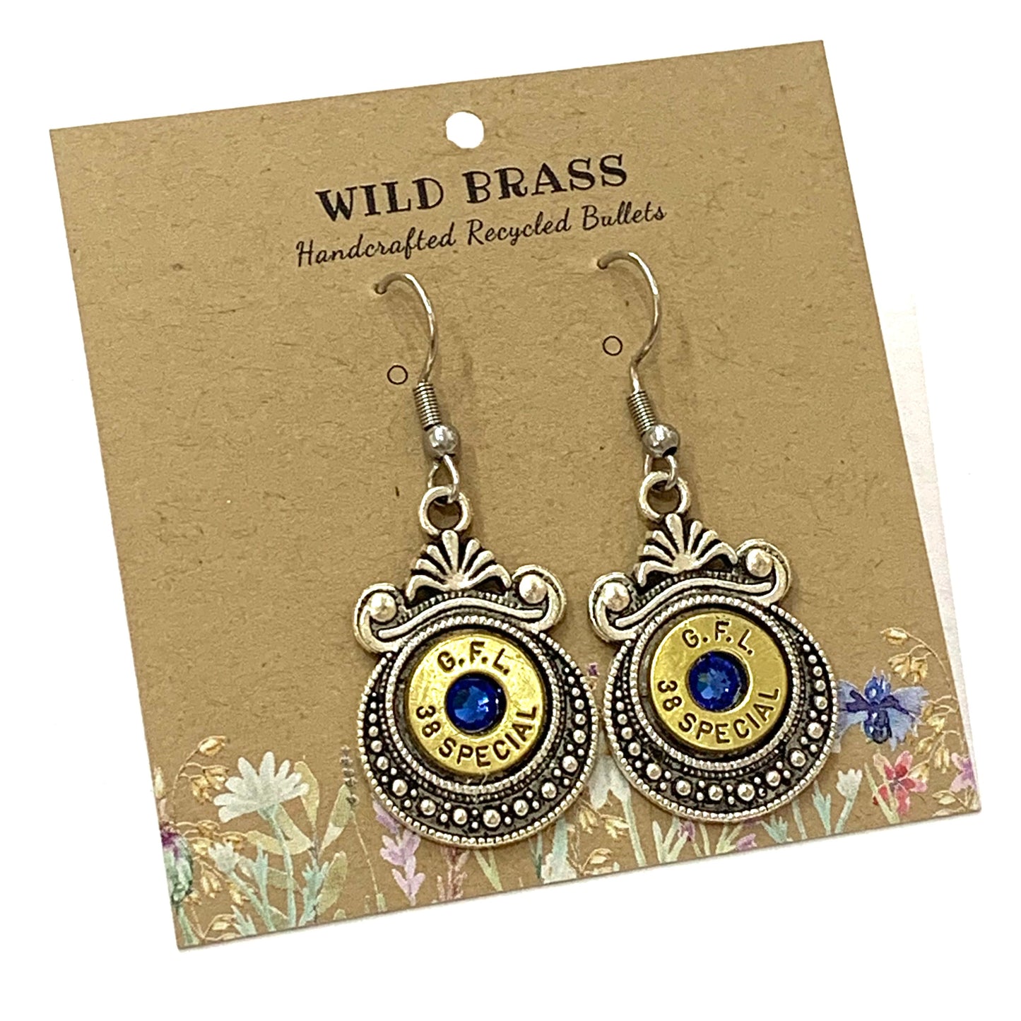 WILD BRASS- Aztec Drops- Dark Blue Swarovski Crystal