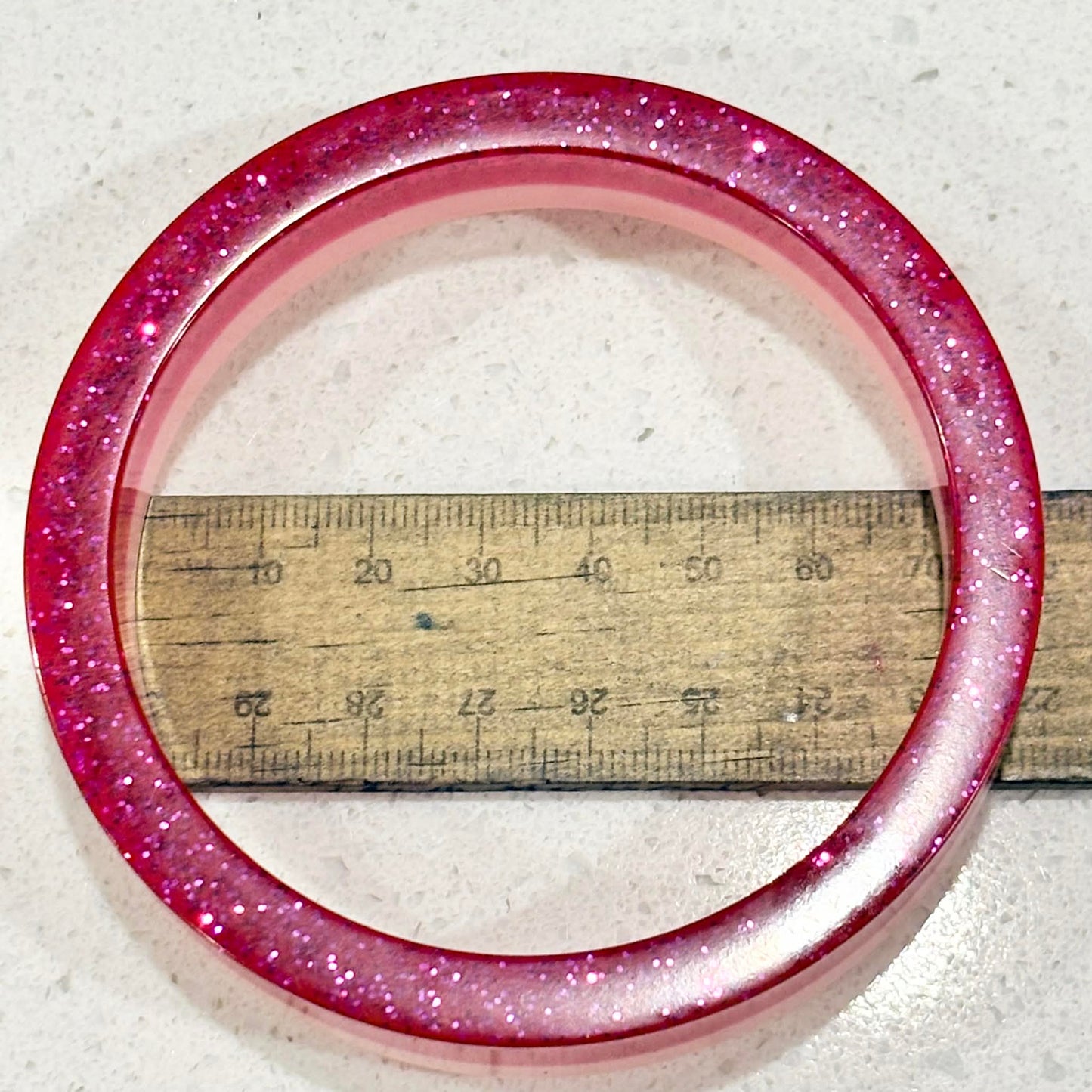 RAY BY DESIGN - Resin Bangle 2 Tone Pink Glitter Round