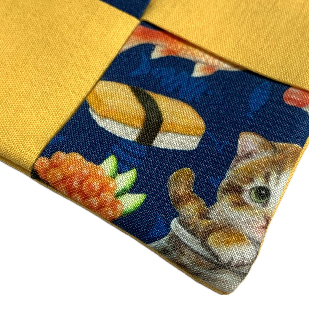 MUMMA WHOOPEE- single  WINE GLASS SLIPPER/COASTERS- SUSHI CATS YELLOW