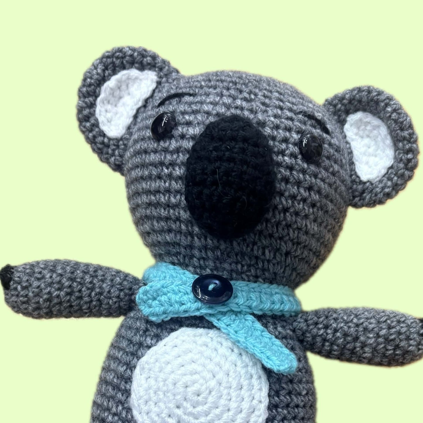 BEAKNITS- CROCHET KOALA WITH TURQUOISE SCARF