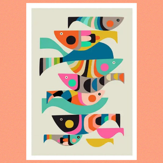 3 BIRDIES STUDIO- "Modern Fish" A4 Art Print