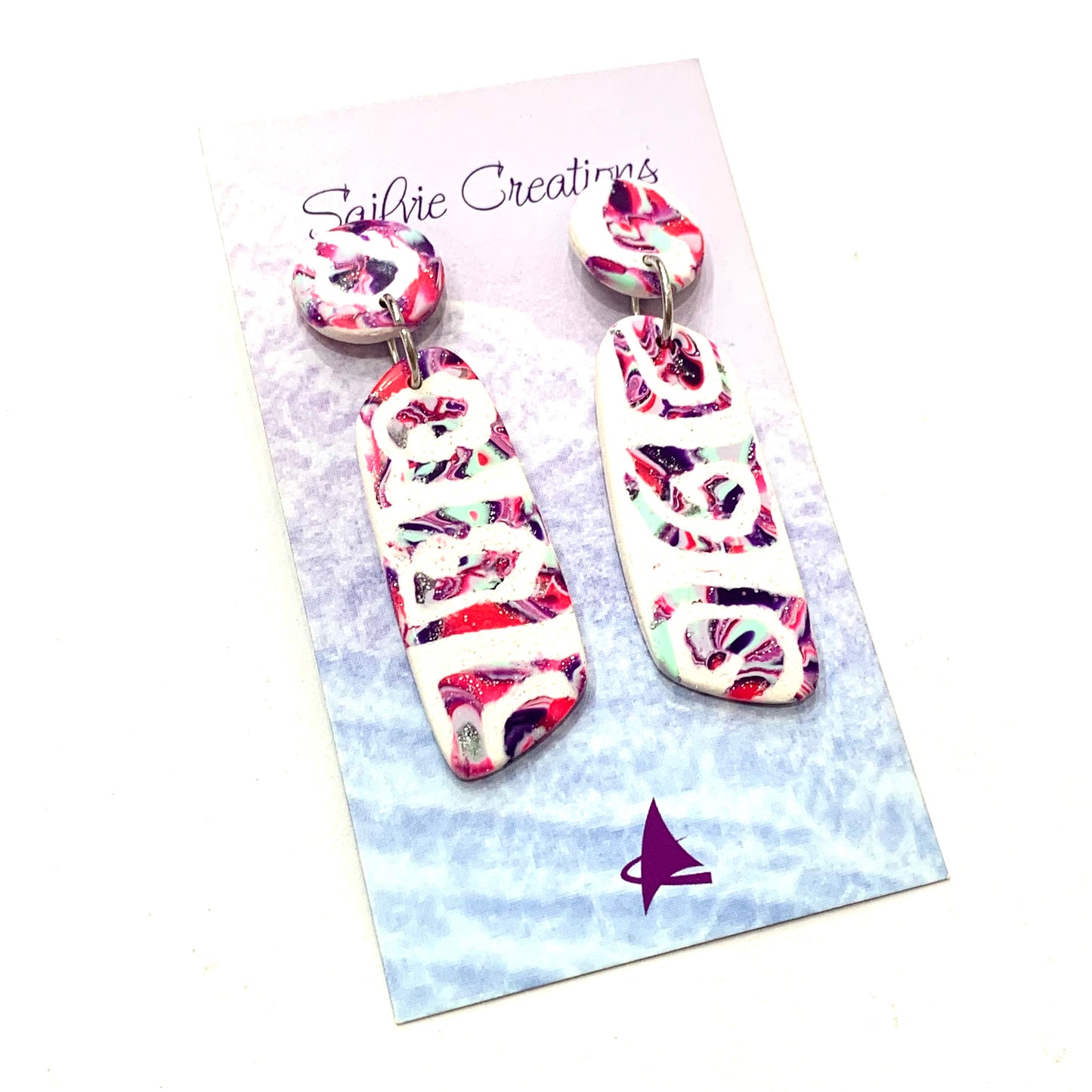 Sailvie Creations - Kaleidoscope Wedge Stud Top Dangle Earrings