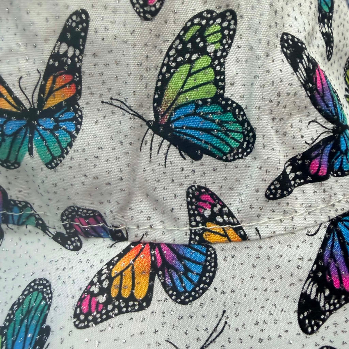 Teacups n Quilts - Glittery Butterflies Fabric Hat- Kids Size Medium