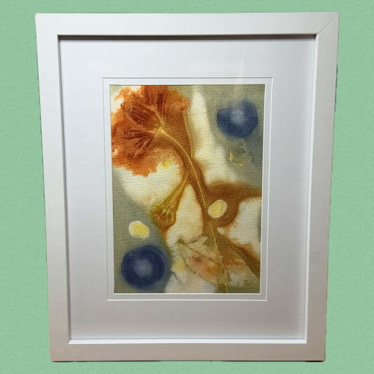 WILD BRASS- "-FLOWERS AND BERRIES"- BOTANICAL ECO DYED PAPER FRAMED ARTWORK
