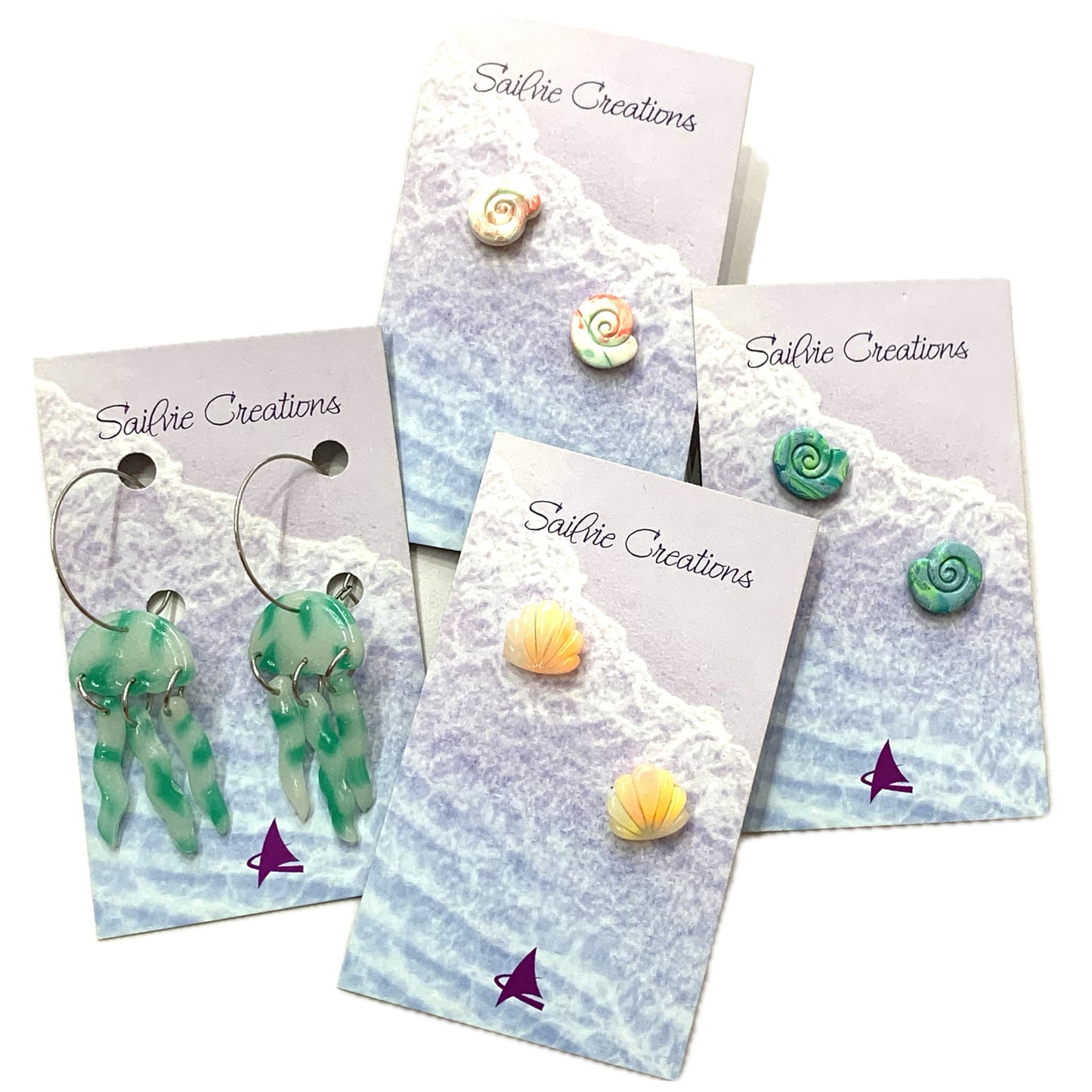 Sailvie Creations - Aqua Jellyfish Hoop Dangle Earrings