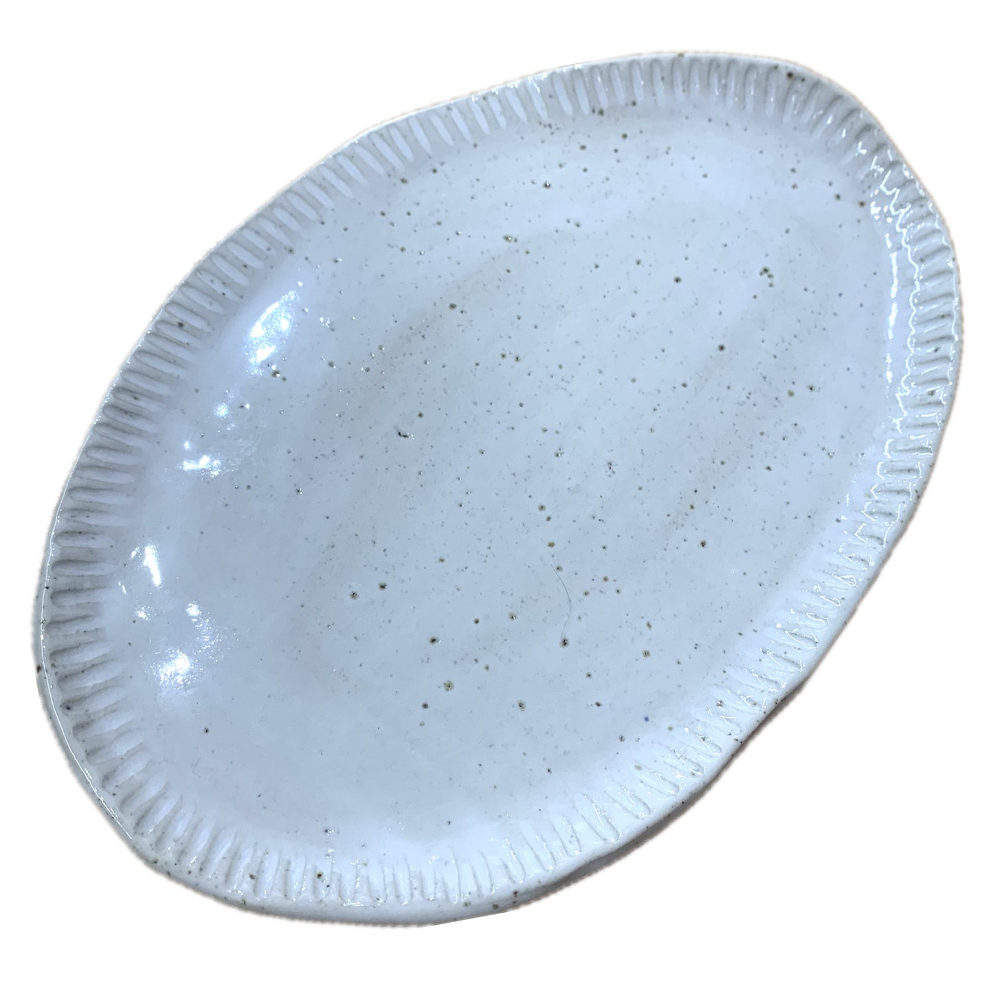 EARTH BY HAND- Hand Built White Oval Platter & Cheese Knife