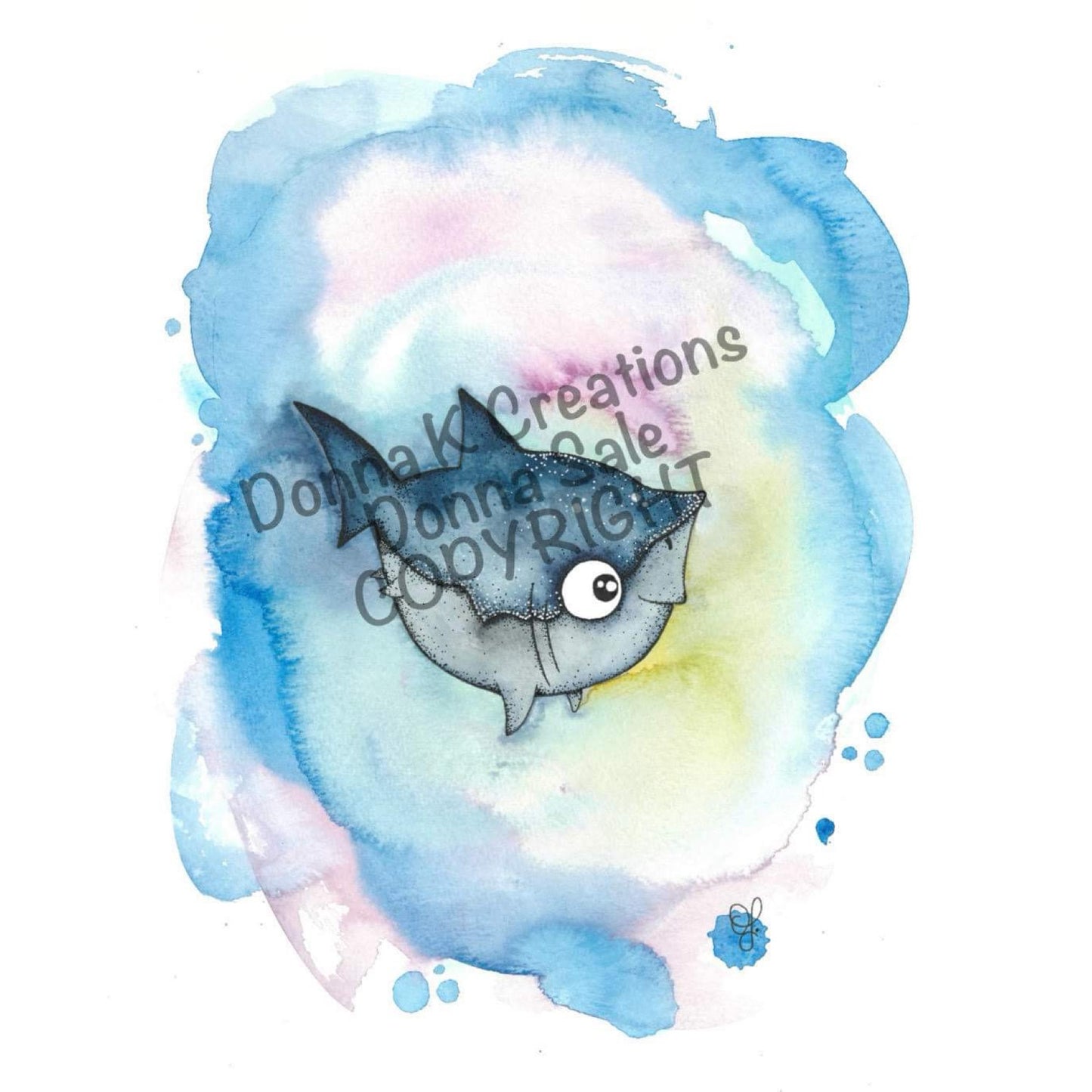 DONNA K CREATIONS- A4 ART PRINTS- Little Shark