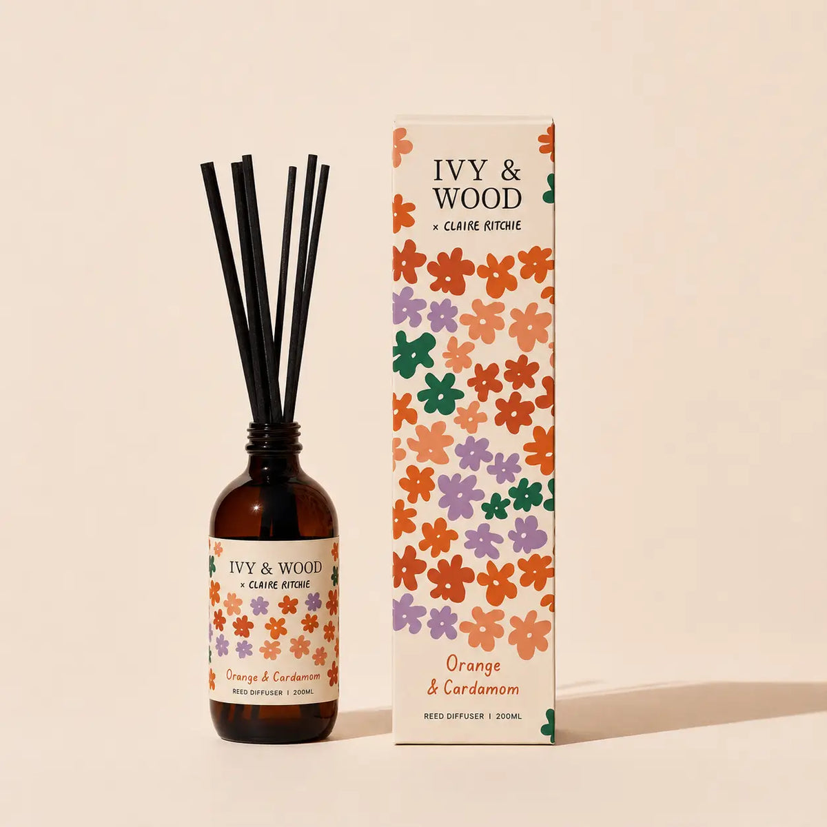 IVY & WOOD - Orange & Cardamom Reed Diffuser - Bloom X Claire Ritche Limited Edition