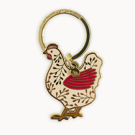 BESPOKE LETTERPRESS - Chicken - Enamel Key Ring